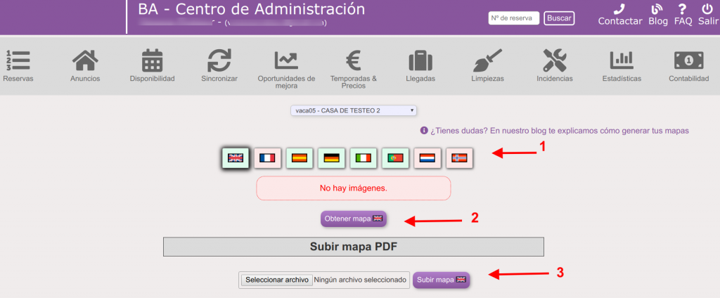 Opciones para subir el mapa de tu alojamiento